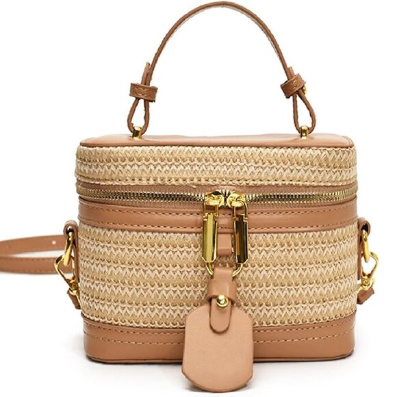 Lightweight Straw Crossbody Handbag with Adjustable Strap - Ideal for Summer - Picture 1 of 7